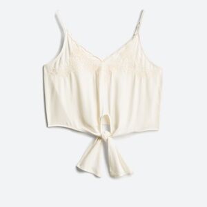 Embroidered tie front cropped camisole